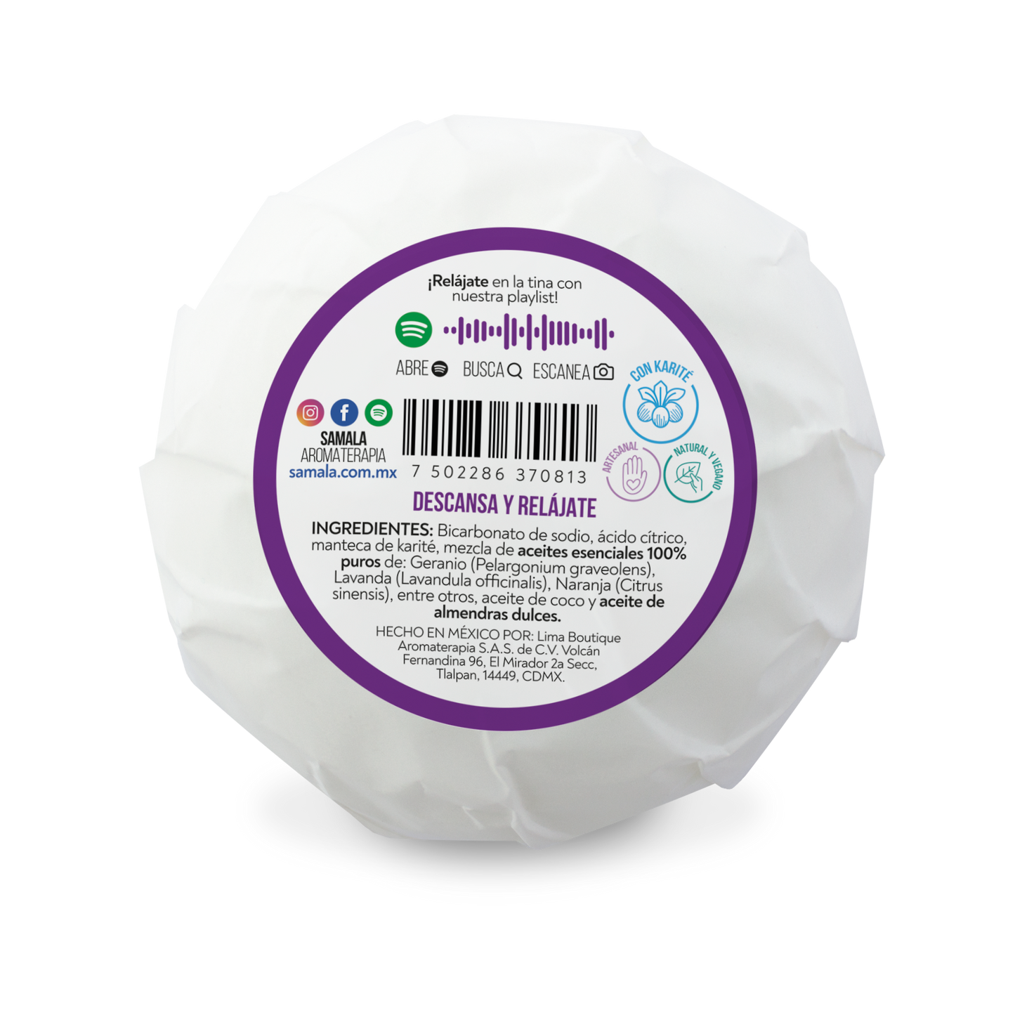 Bomba Efervescente de Baño Samala 120 g