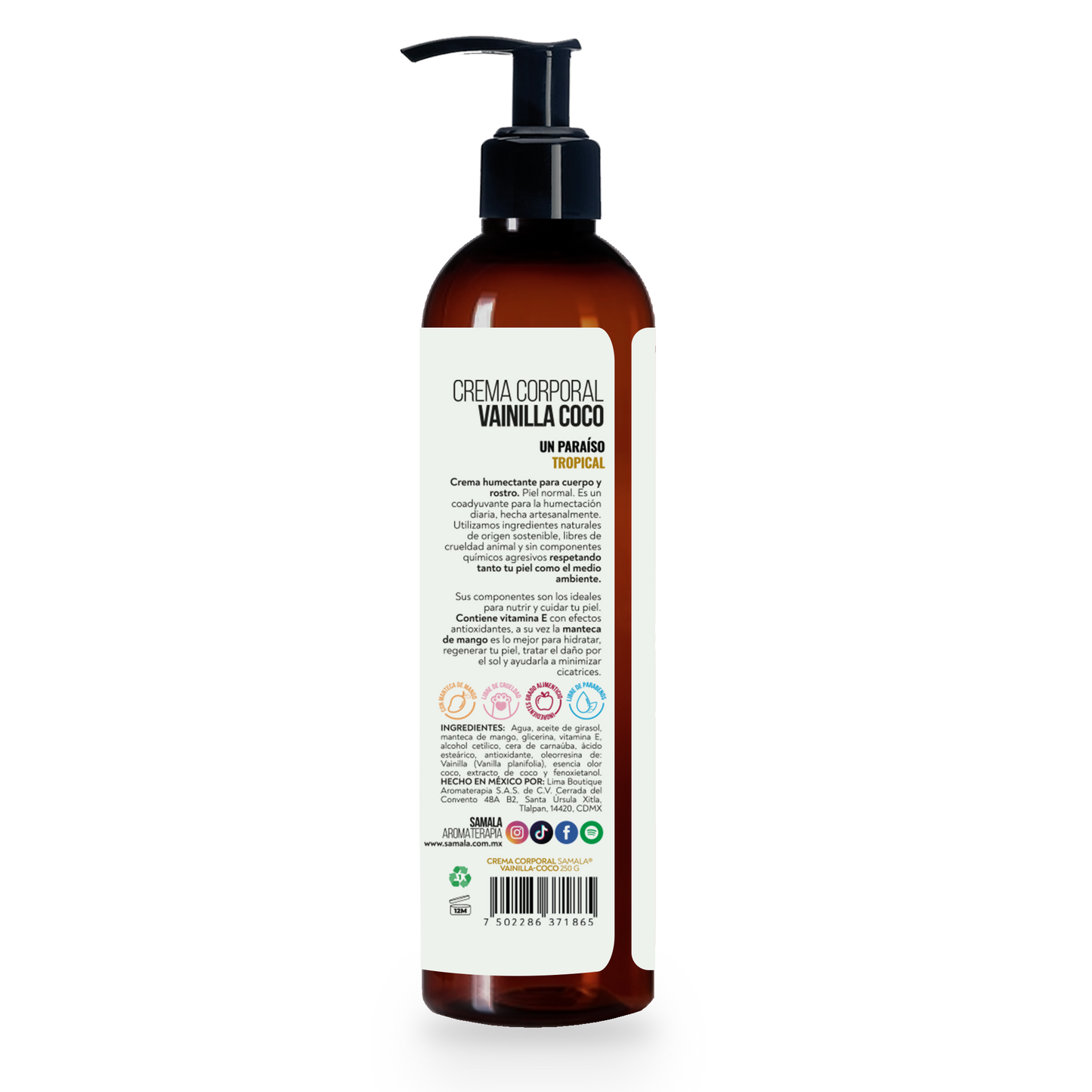 Crema Humectante Artesanal Samala 250 g