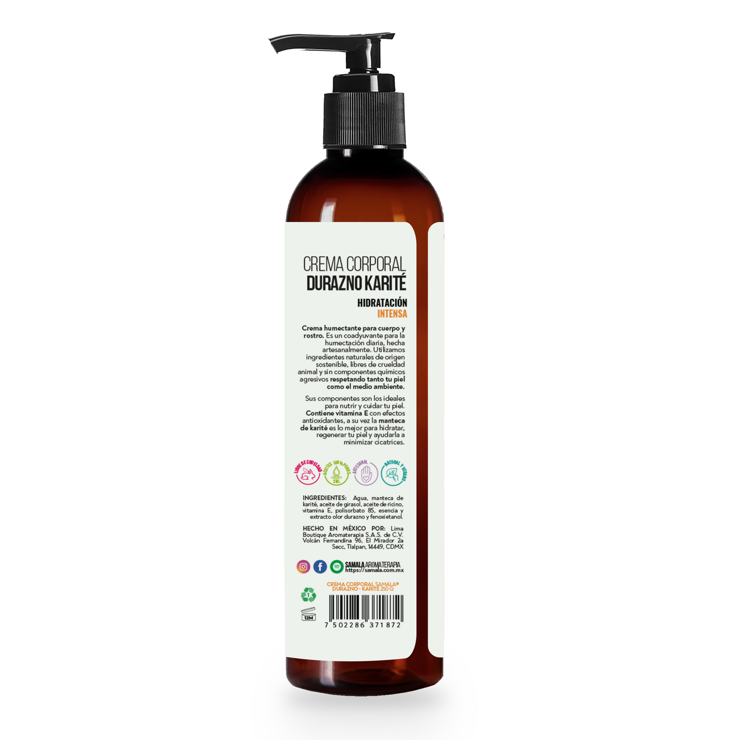 Crema Humectante Artesanal Samala 250 g